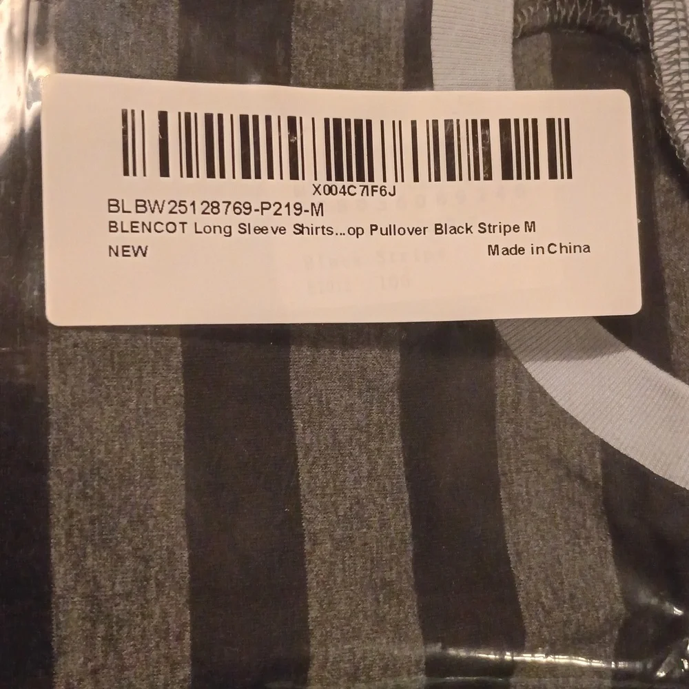 Striped Long Sleeve Top - Black & Blue NWT Sz Medium - Picture 5 of 5